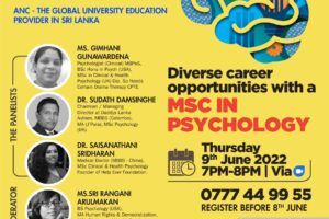Diverse Career Opportunities – MSc. in Psychology (9th June 2022)