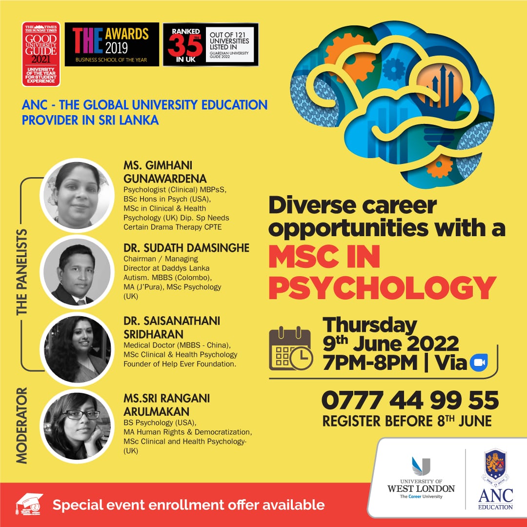 Diverse Career Opportunities – MSc. in Psychology (9th June 2022)