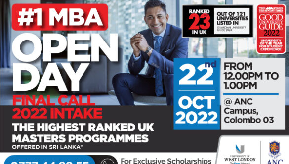Highest Ranked MBA in Sri Lanka – Open Day (22nd Oct 2022)
