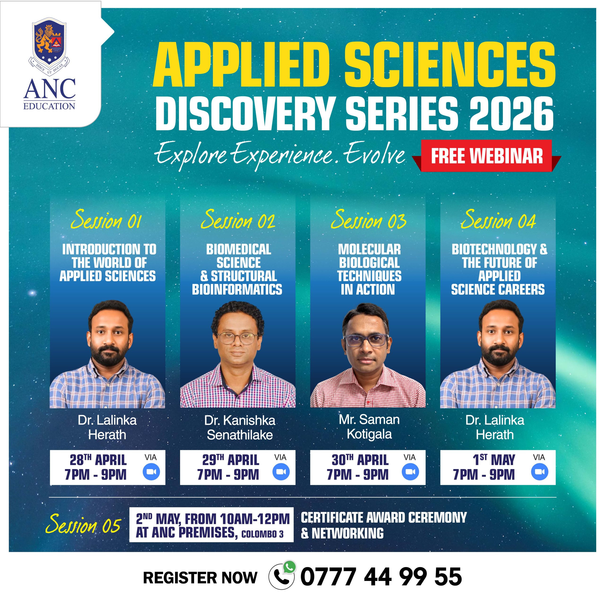Join ANC’s Applied Sciences Discovery Series – FREE Webinar Series for A/L Students